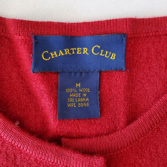 Vintage Red Wool Embellished Christmas Vest Charter Club Sz M Grandmacore Winter - Picture 5 of 6